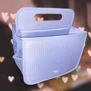 Thirty One Double Duty Caddy Lavender Swiss Dot Tote Craft Nursery Organizer 31